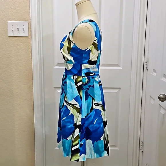 COREY P. Floral V Neck Sleeveless A-line Dress Size 4 - Picture 3 of 11